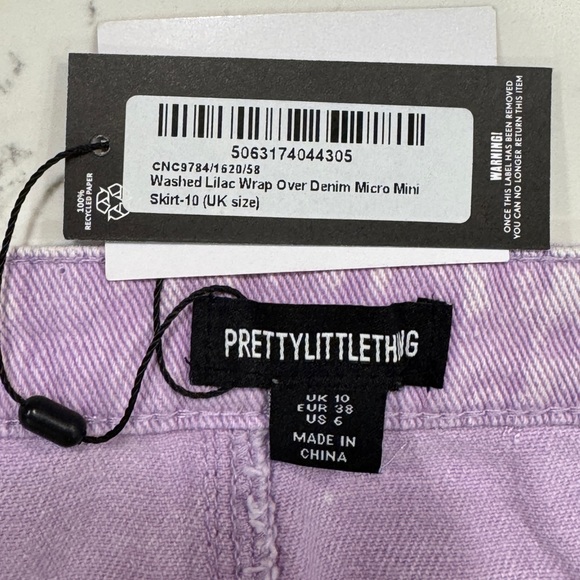 Brand New (with tags), Never Worn. PrettyLittleThing Purple Denim Mini Skirt - Picture 3 of 3